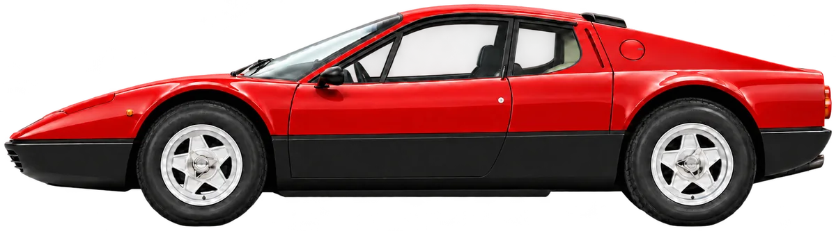 Model illustration of a red 365 GT4 / BB with black lower bodywork