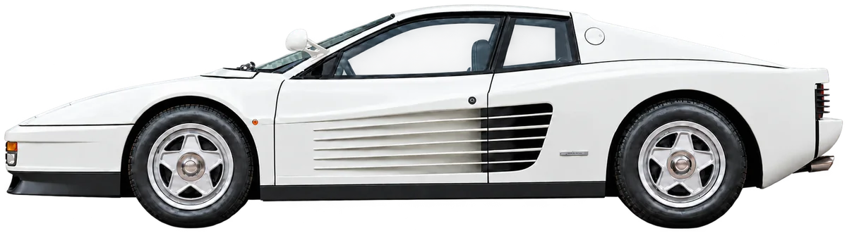 Model illustration of the white Testarossa Monospecchio, S/N 64249